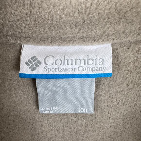 Columbia Tan Full Zip Mock Neck Fleece Jacket Zippered Pockets Men's Size XXL - Picture 6 of 7